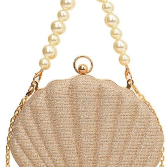 Shell Purse Faux Leather Small Crossbody Beaded Evening Bag for Women - Picture 1 of 7